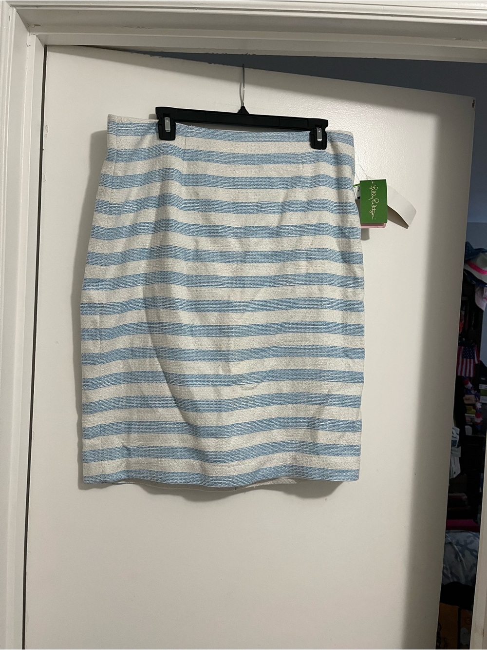 Lilly Pulitzer Blue and White Striped Pencil Skirt